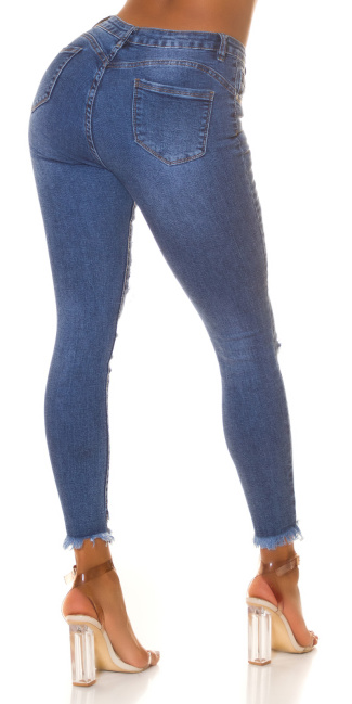 Hoge taille statement skinny jeans blauw